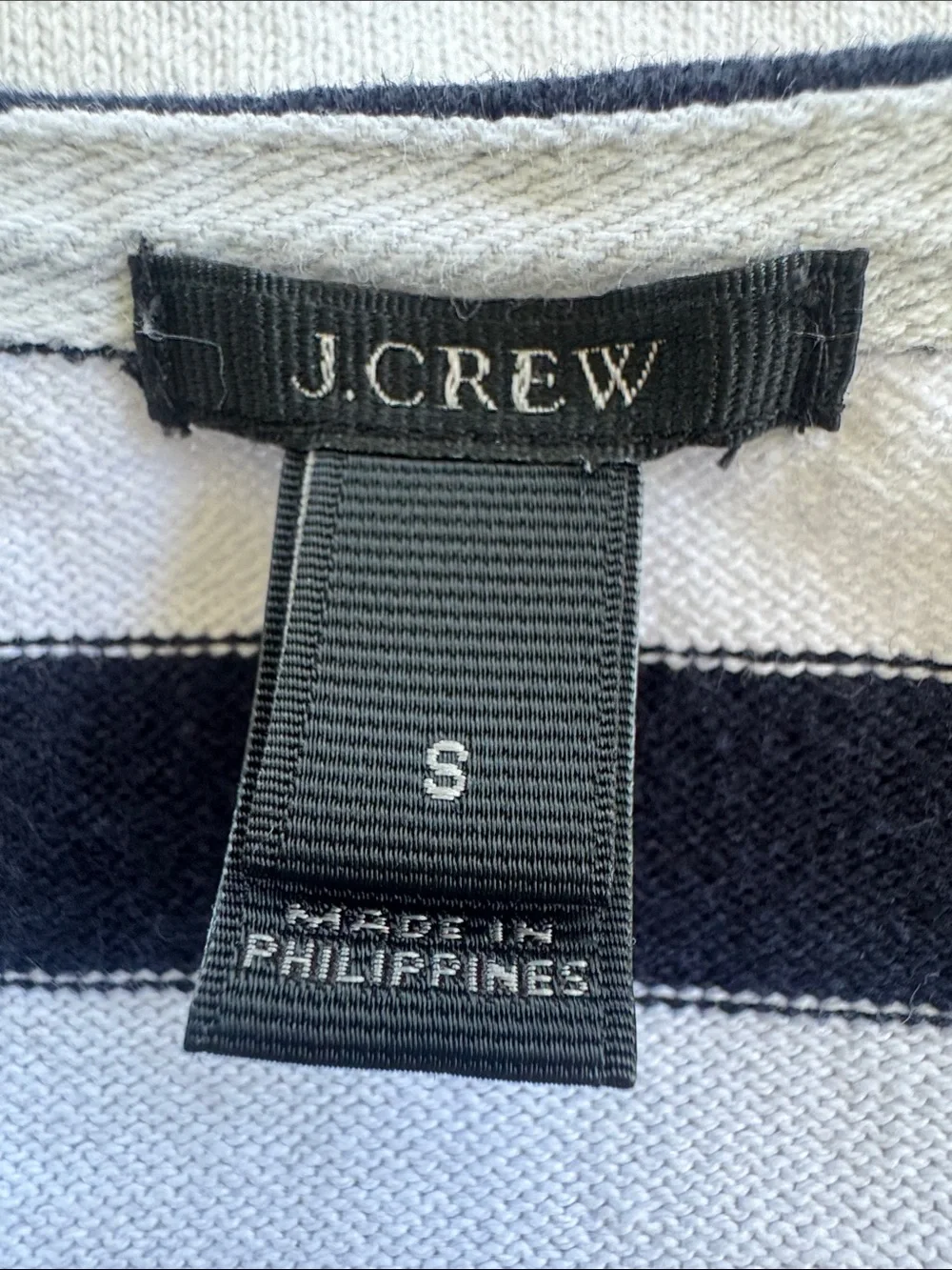 J. Crew white blue stripe cotton long sleeve sweater top size small